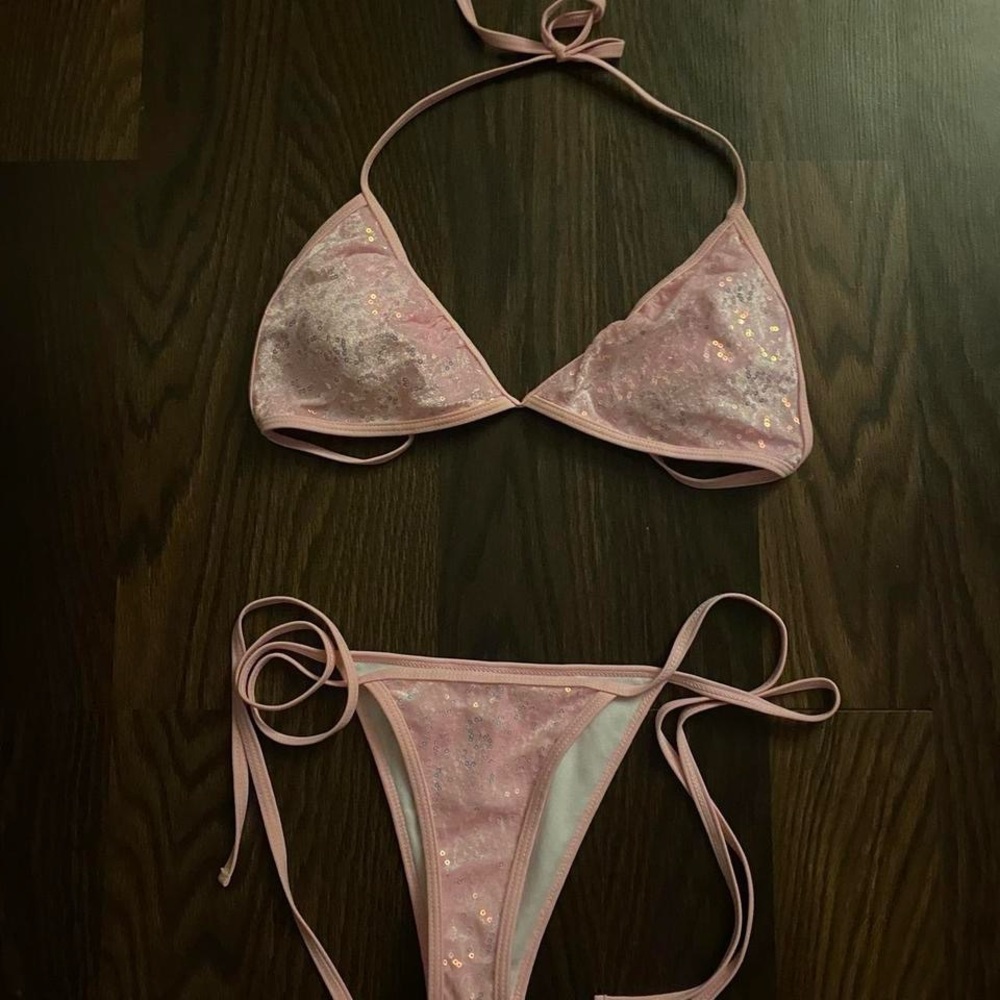 Pink Sequin Bikini Set